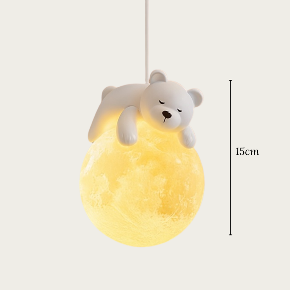 Suspension LED moderne et minimaliste en forme d'ourson en résine - vue de face