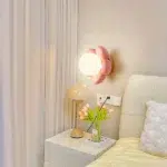 Applique murale moderne en forme de fleur rose - vue de face