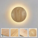 Applique murale LED ronde en bois
