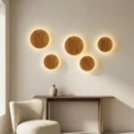 Applique murale LED ronde en bois