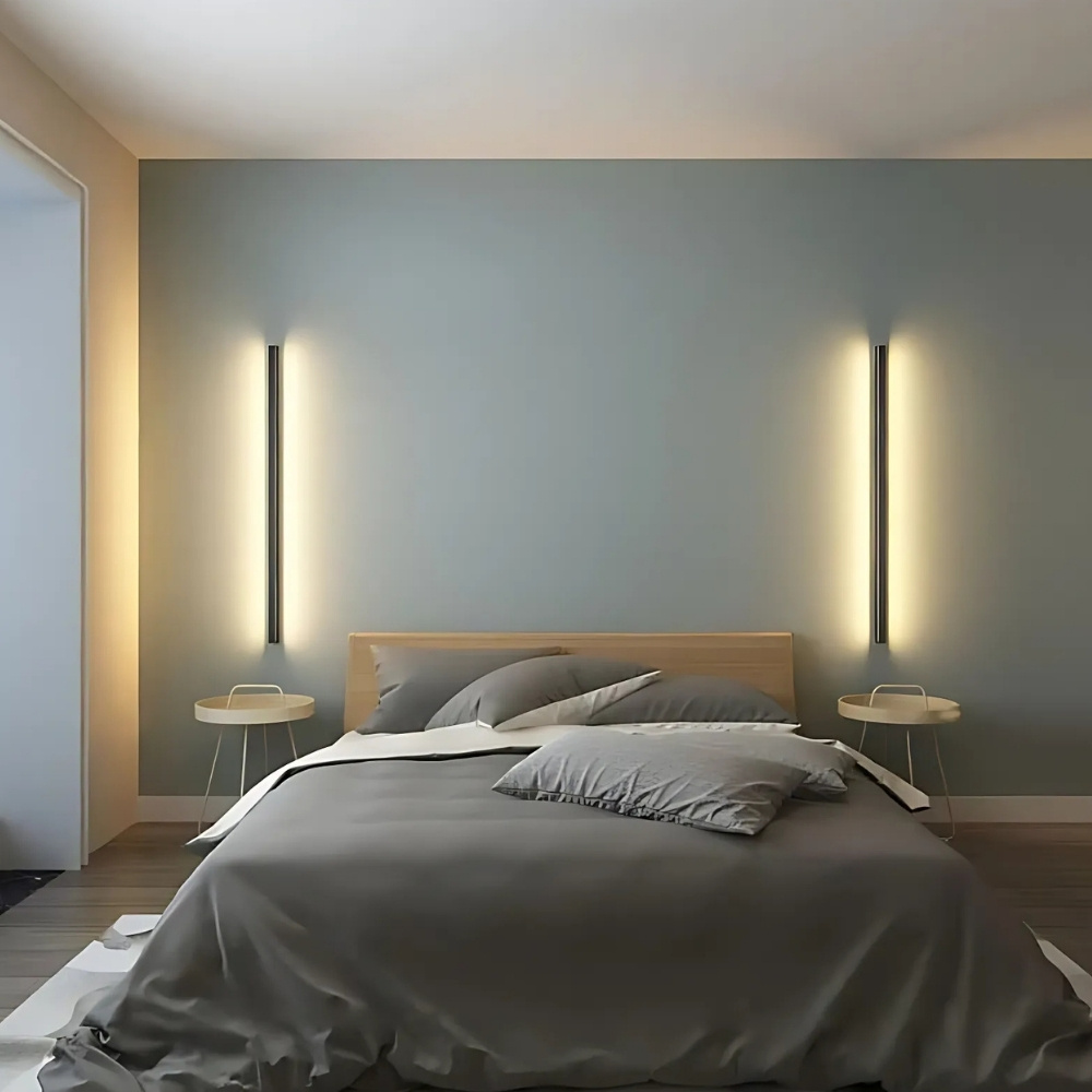 Applique murale tête de lit LED noire - vue de face