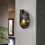 Applique murale moderne en résine effet marbré en forme de coquillage - vue de côté