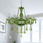 Lustre majestueux vert style plafonnier vintage - vue de face