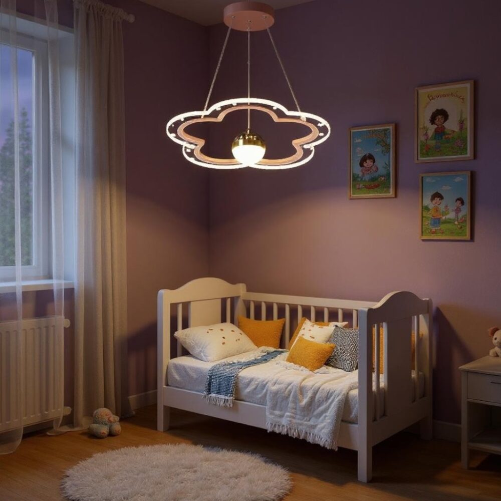 Suspension pour chambre de bébé en forme de nuage - vue de côté