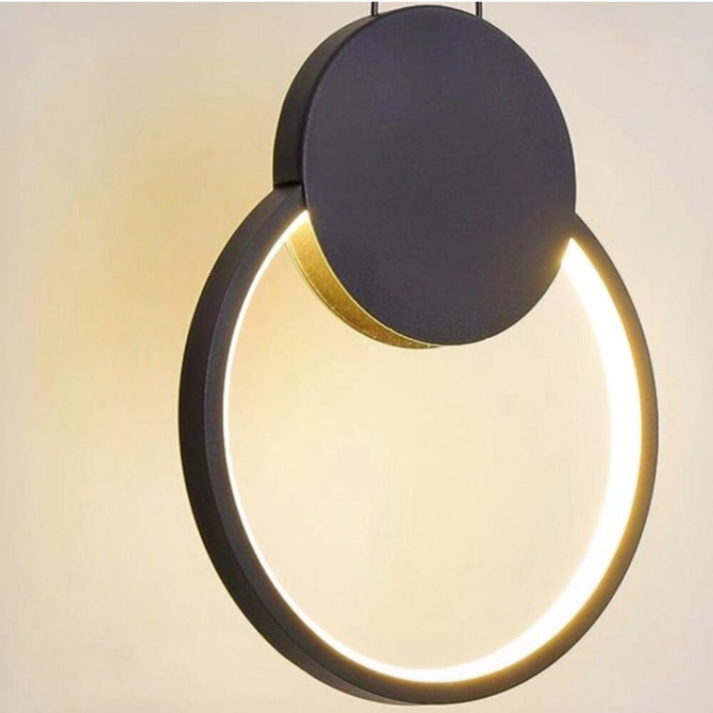 Suspension LED design minimaliste anneau noir