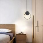 Suspension LED design minimaliste anneau noir - vue de face