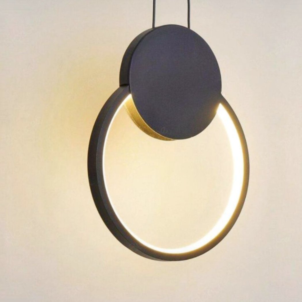 Suspension LED design minimaliste anneau noir - vue d'ensemble