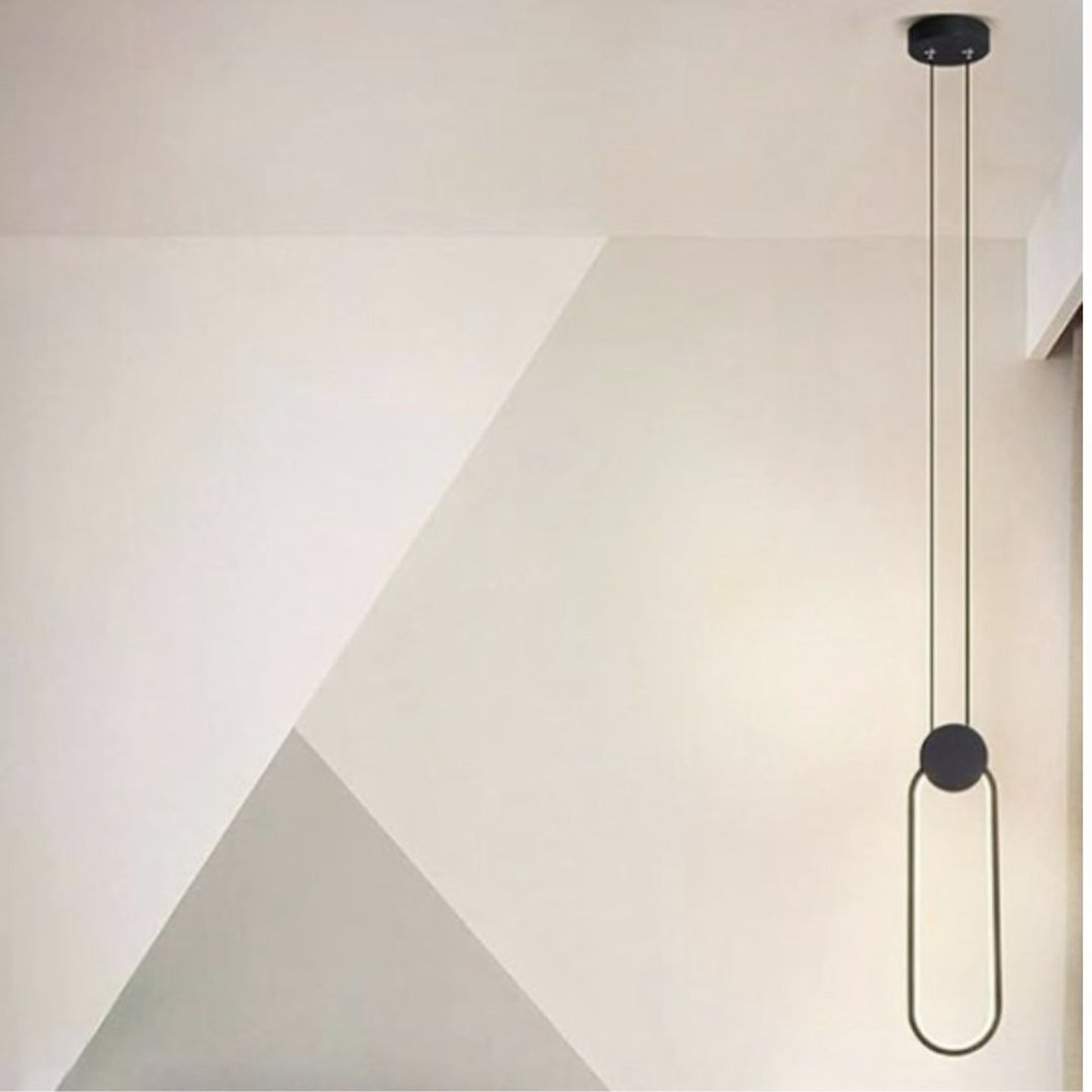 Suspension LED design minimaliste ovale noir - détail