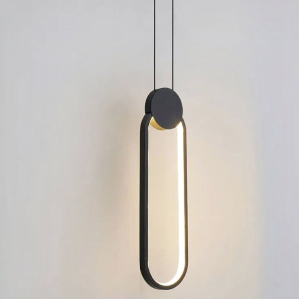Suspension LED design minimaliste ovale noir