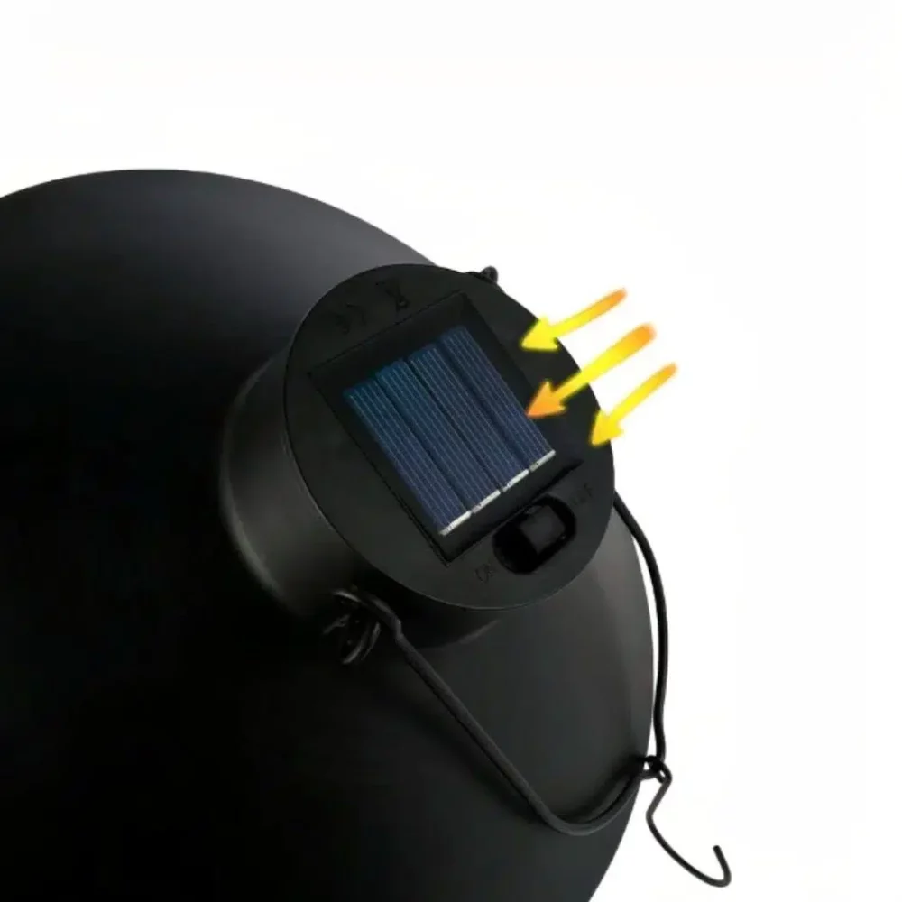 Suspension solaire noir style lanterne vintage - vue de face