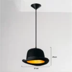 Suspension chapeau melon à LED noire moderne - vue d'ensemble