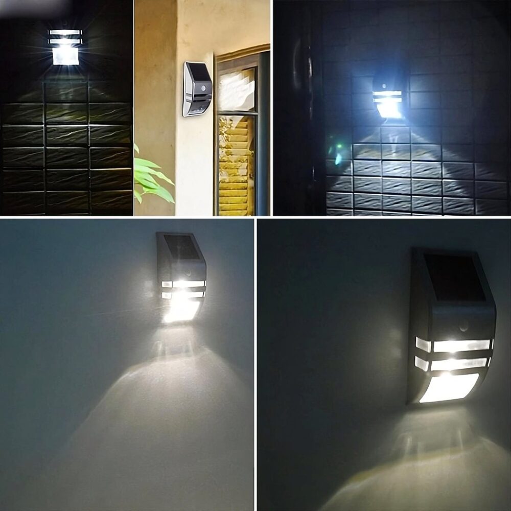 Applique murale solaire LED en acier inoxydable avec détecteur de mouvement - vue de face