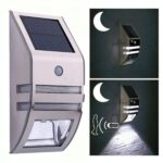 Applique murale solaire LED en acier inoxydable avec détecteur de mouvement - vue de côté