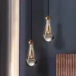 Suspension goutte d'eau en cristal luxueuse - vue de côté