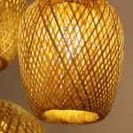 Suspension 3 lampes à LED en osier tissé à la main