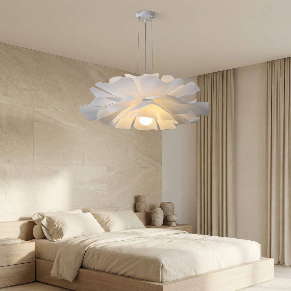 Suspension fleur blanche moderne en acrylique