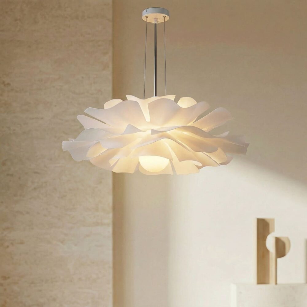 Suspension fleur blanche moderne en acrylique