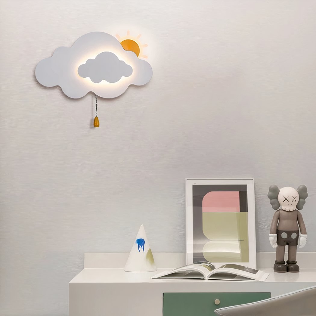 Applique murale en forme de nuage et soleil pour chambre d'enfant