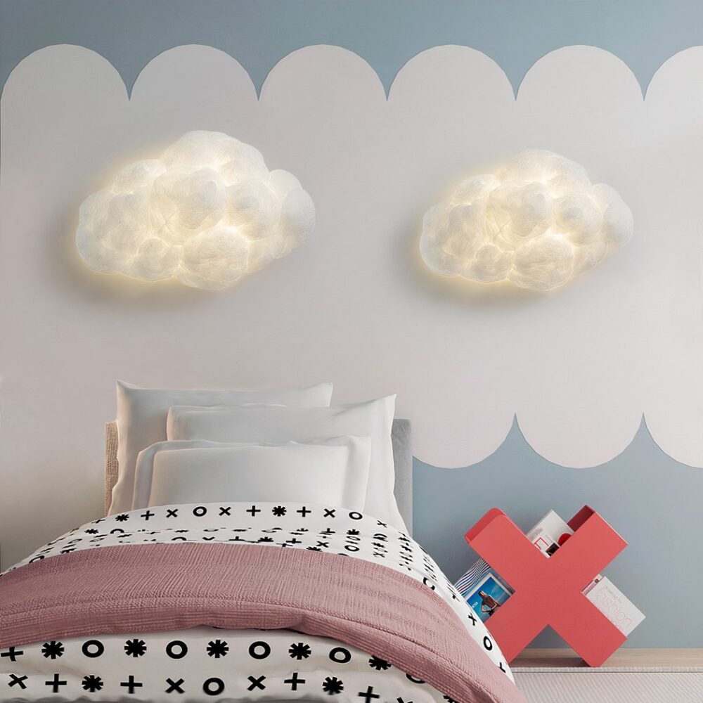 Applique murale en tissu en forme de joli nuage - vue de côté