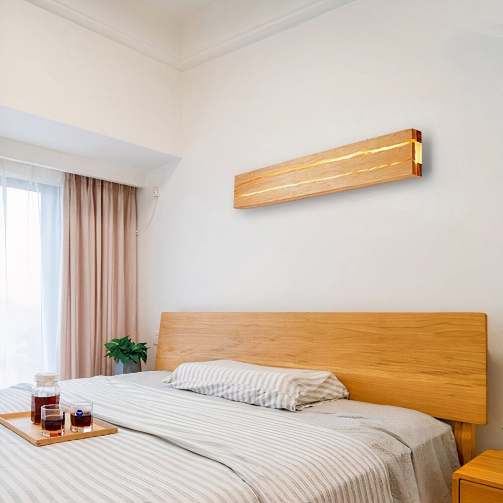 Applique murale LED rotative en bois massif