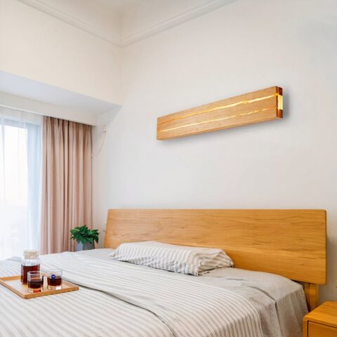 Applique murale LED rotative en bois massif