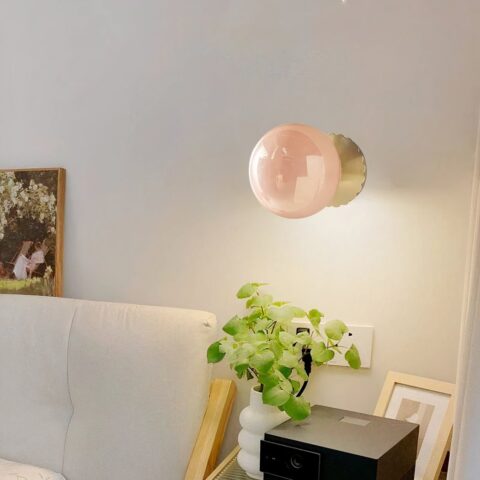 Applique murale perle en verre rétro rose