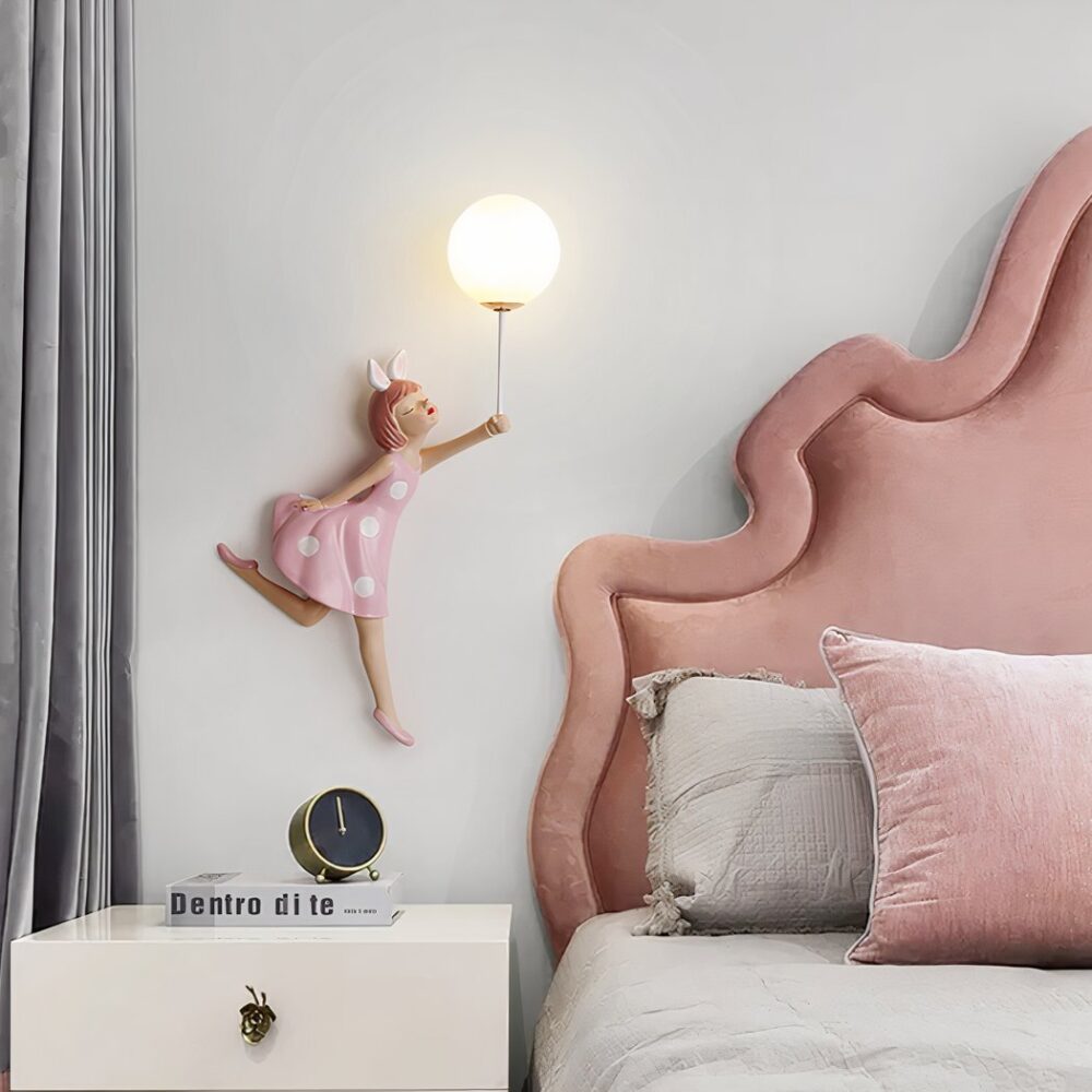Applique murale petite fée rose pour fille