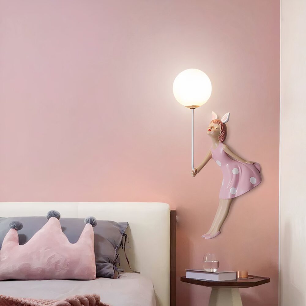 Applique murale petite fée rose pour fille