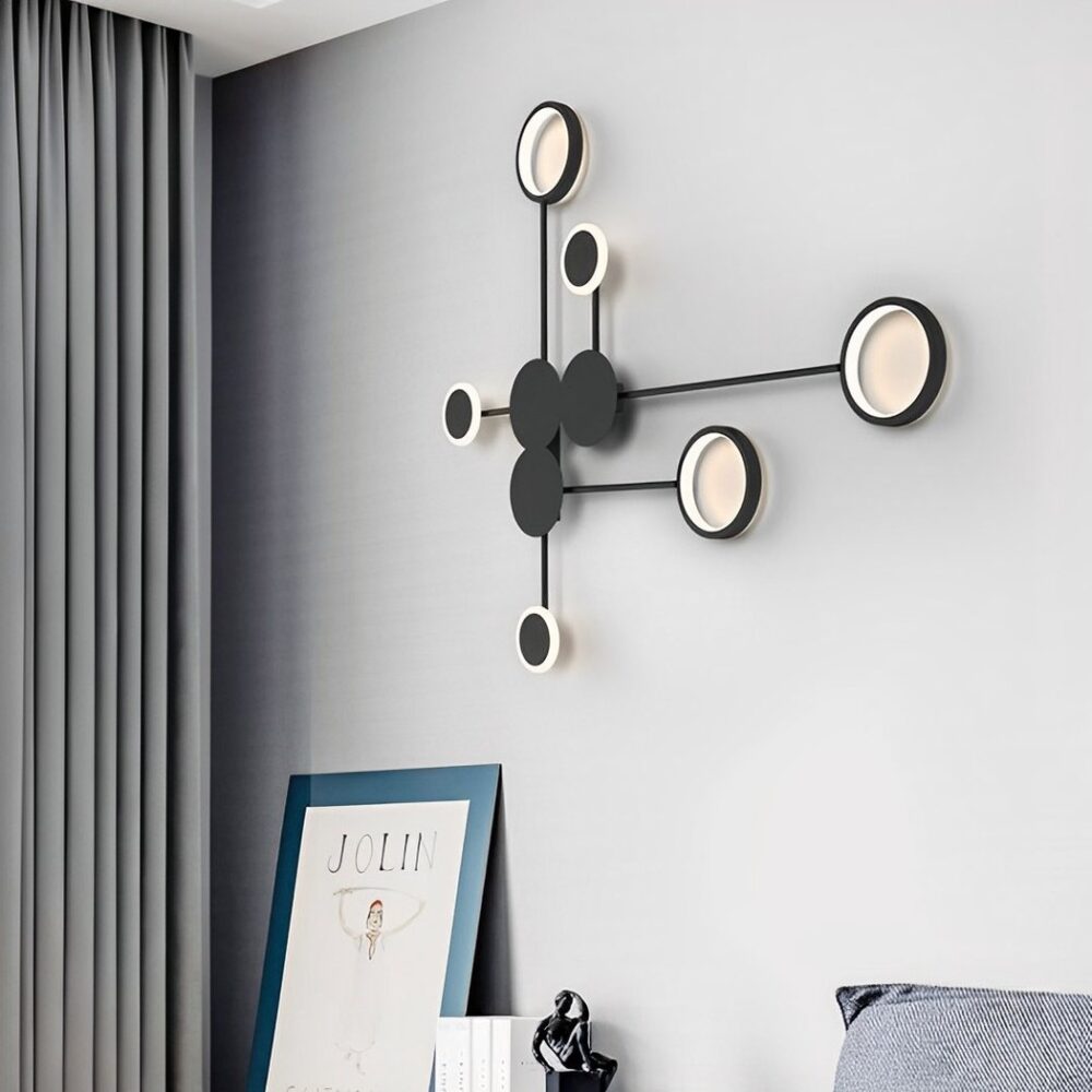 Applique murale salon nordique moderne à LED minimaliste à 6 lampes - vue de face