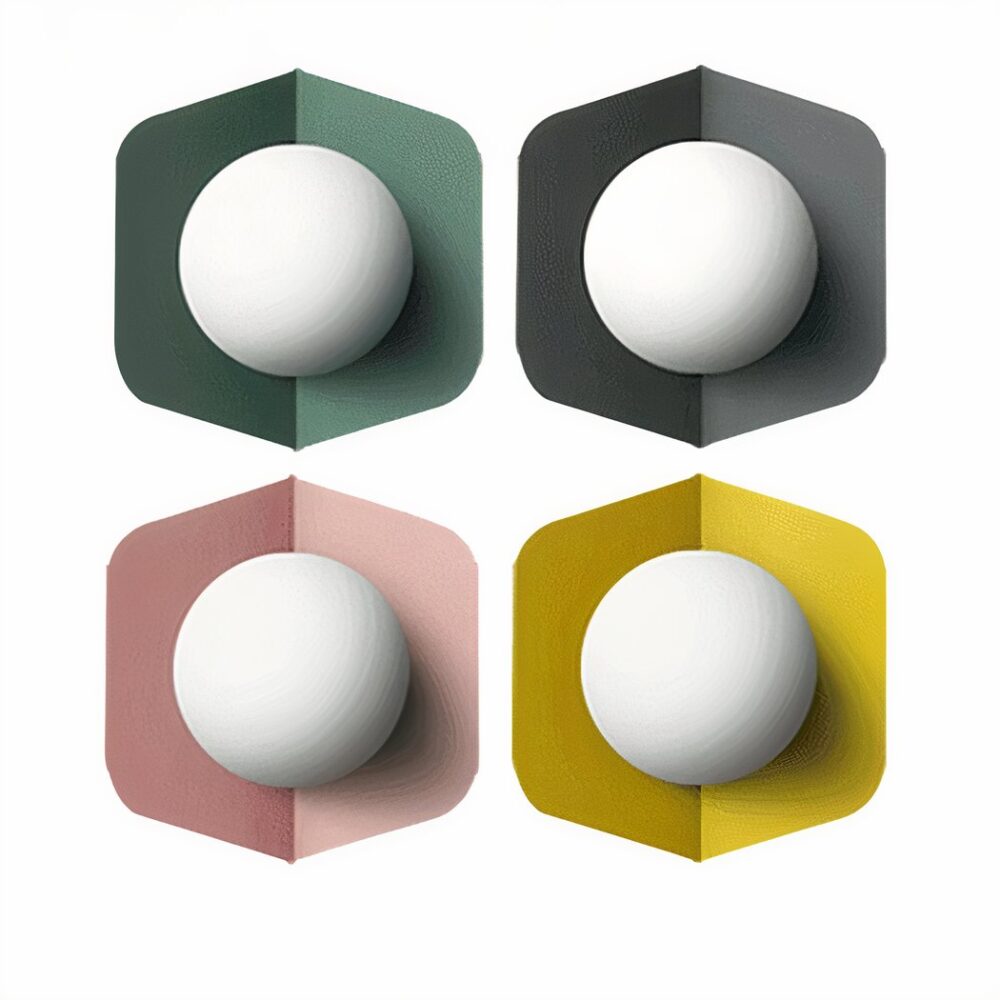 Applique murale scandinave boule lumineuse présentée dans les différentes couleurs proposées