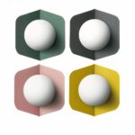 Applique murale scandinave boule lumineuse présentée dans les différentes couleurs proposées