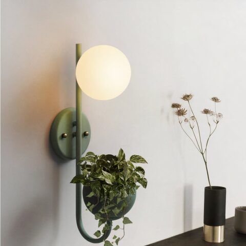 Applique murale suspension florale originale verte