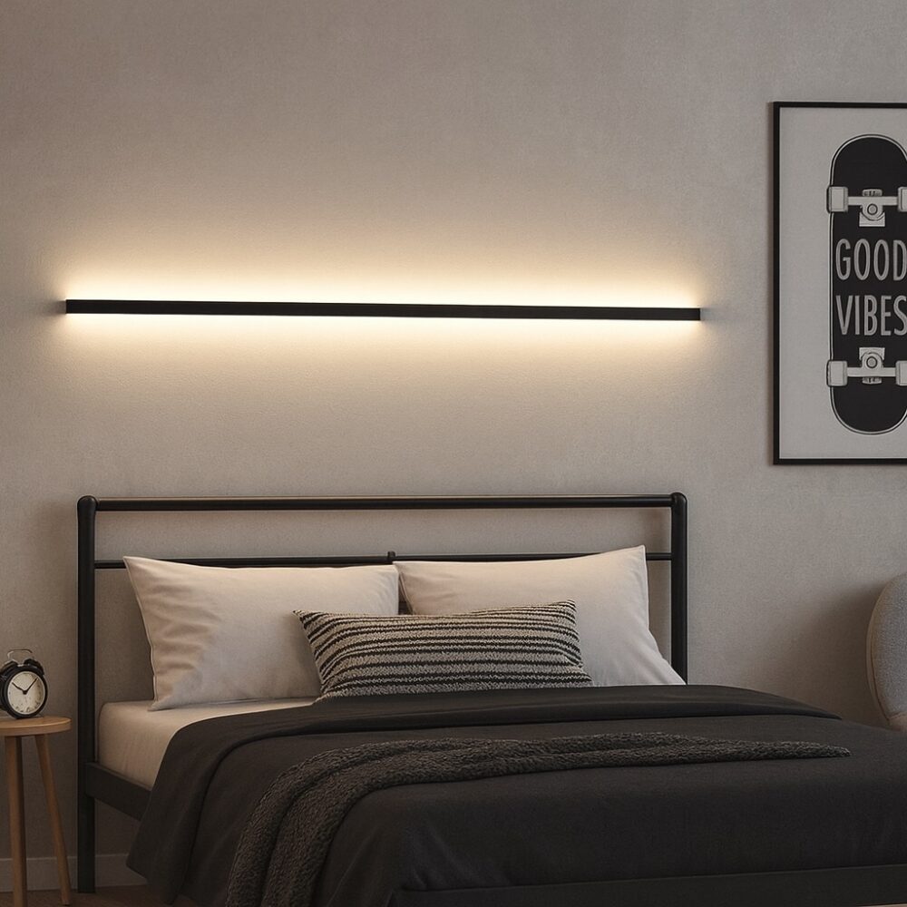 Applique murale tête de lit LED noire - vue d'ensemble