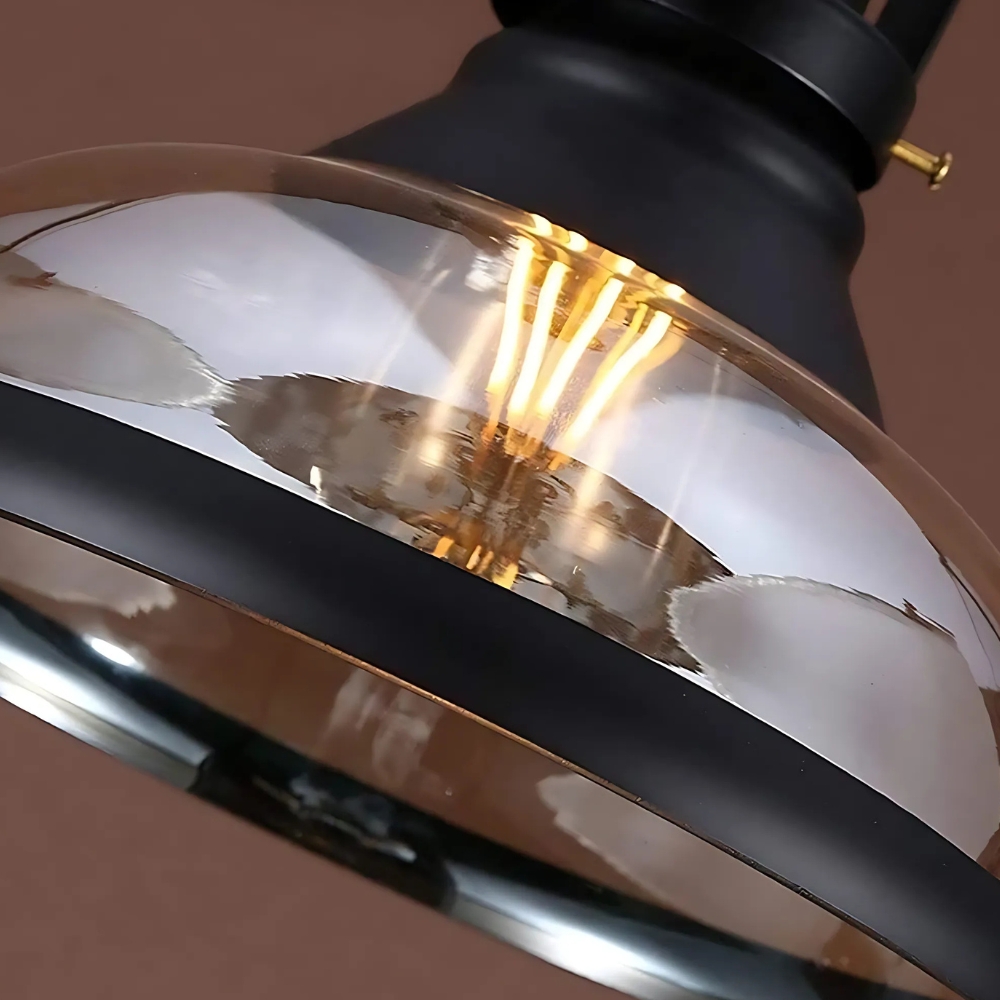 Lustre billard industriel au design rétro à deux têtes - vue de côté