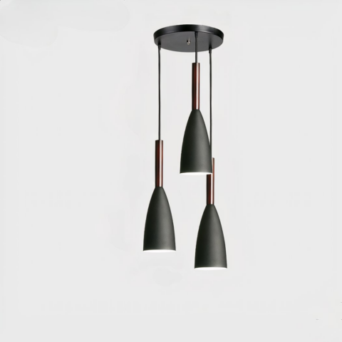 Lustre 3 suspensions réglables avec son socle rond - vue de face