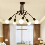 Lustre ampoule LED noir au style rétro à cinq têtes en métal