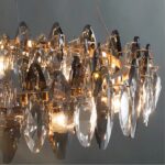 Lustre ancien cristal en forme de couronne - vue de face