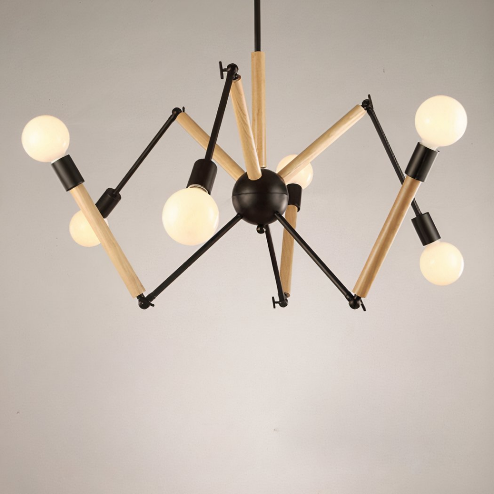 Lustre araignée multi-têtes industriel rétro