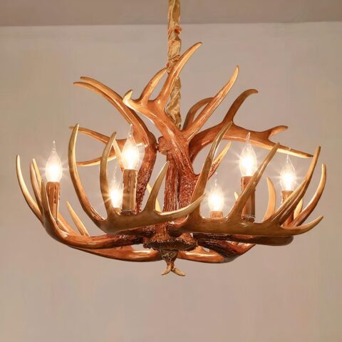 Lustre baroque suspension en forme de bois de cerf
