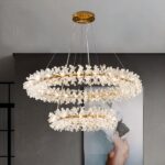 Lustre bohème LED en forme de couronne de fleurs - vue de face