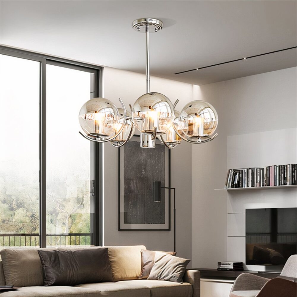 Lustre boules en verre - ambiance éteinte