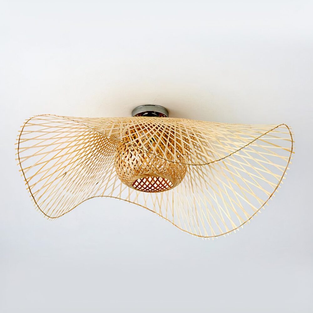 Lustre chambre adulte de style bohème en rotin