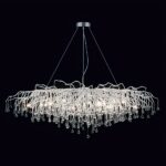 Lustre long et doré au design de gouttes d'eau