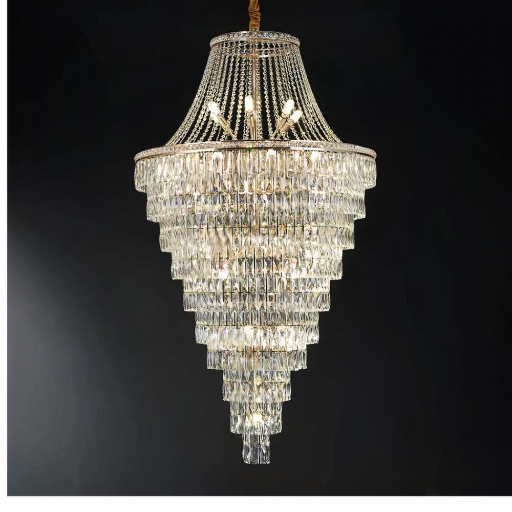 Lustre design en cristal grand format à étage