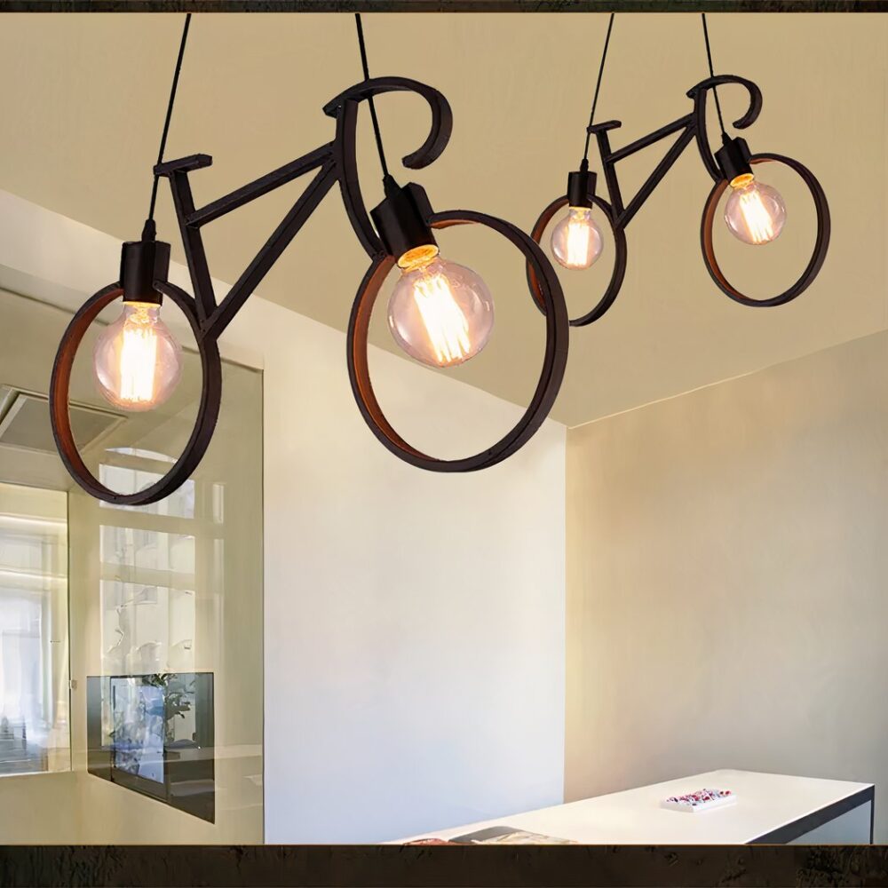 Lustre design en fer forgé en forme de vélo
