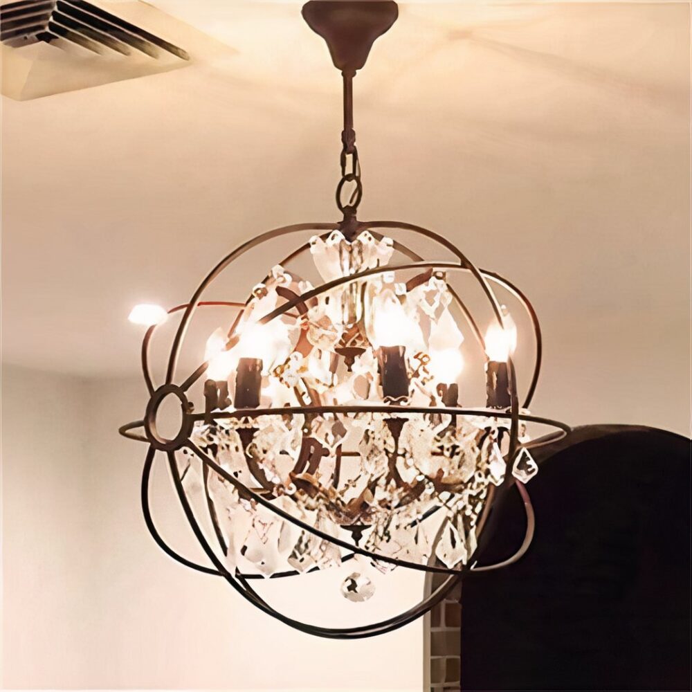 Lustre design noir en cristal vintage