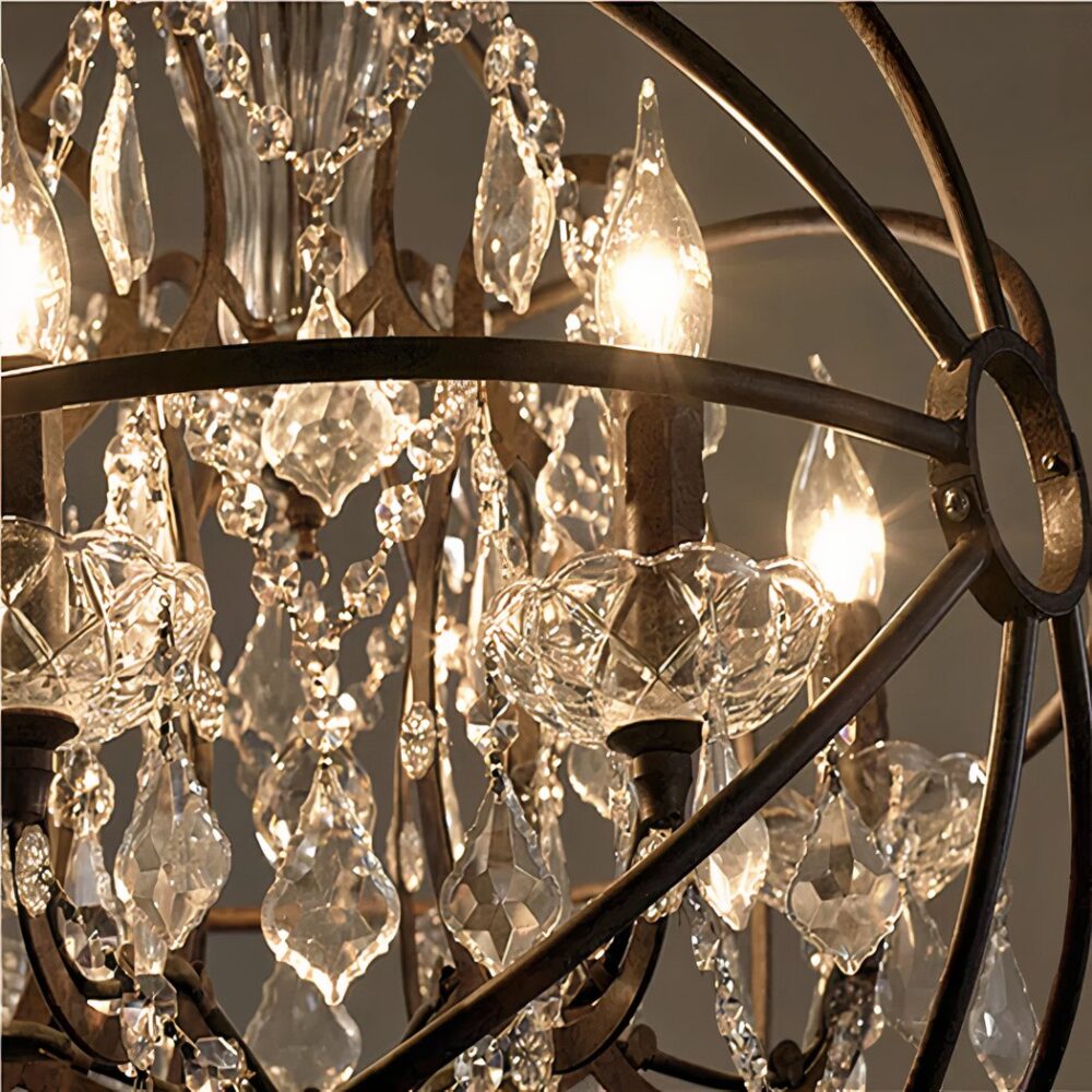 Lustre design noir en cristal vintage - vue de côté