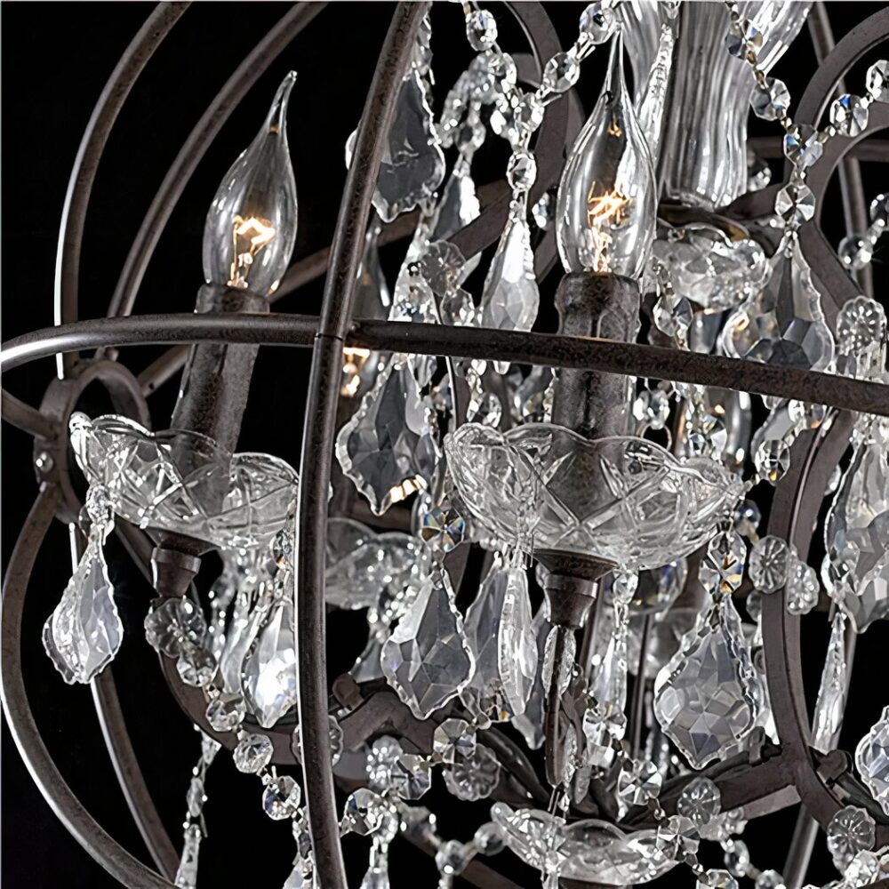 Lustre design noir en cristal vintage - vue de face