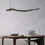 Lustre style bois flotté noir à bande LED - vue de côté
