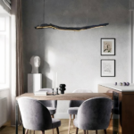 Lustre style bois flotté noir à bande LED